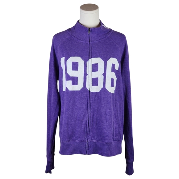 PINK Victoria’s Secret 1986 Zip Sweatshirt Purple Large LOVE PINK Collar - Picture 1 of 9